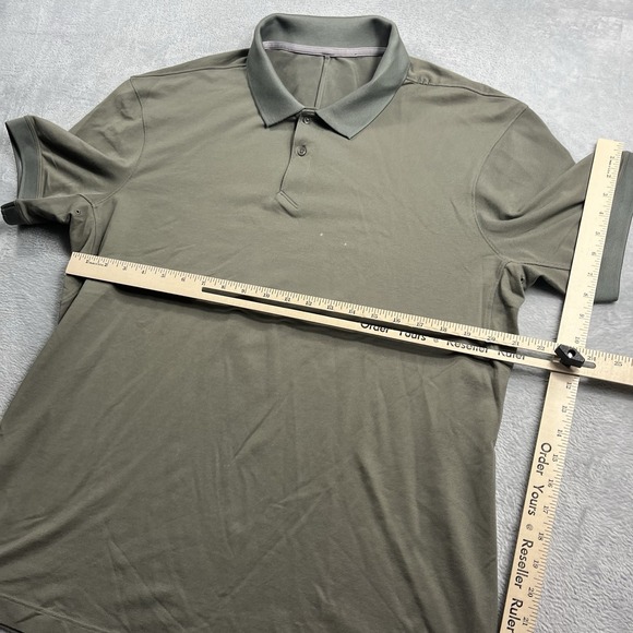 Lululemon Polo Shirt Men's Large Green Gray Golf Tennis Live in Practice - Picture 4 of 7